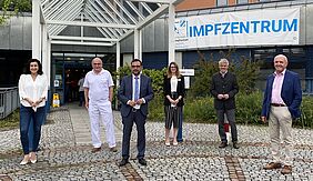 StM Holetschek und StMin Bär besuchen Impfzentrum Rhön-Grabfeld